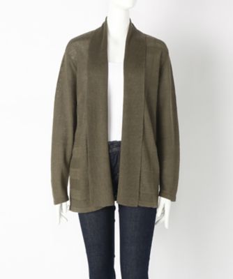 【SALE（伊勢丹）】＜ローブリッヂ＞ 大きいサイズ &starf;フレンチリネン麻100%羽織りニット(SW-7005C)(クローバー) カーキ(54) 【三越・伊勢丹/公式】