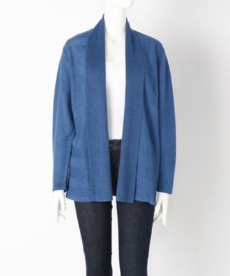 【SALE（伊勢丹）】＜ローブリッヂ＞ 大きいサイズ &starf;フレンチリネン麻100%羽織りニット(SW-7005C)(クローバー) ブルー(70) 【三越・伊勢丹/公式】