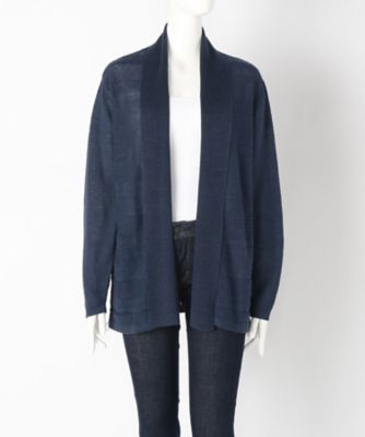 【SALE（伊勢丹）】＜ローブリッヂ＞ 大きいサイズ &starf;フレンチリネン麻100%羽織りニット(SW-7005C)(クローバー) ネイビー(75) 【三越・伊勢丹/公式】