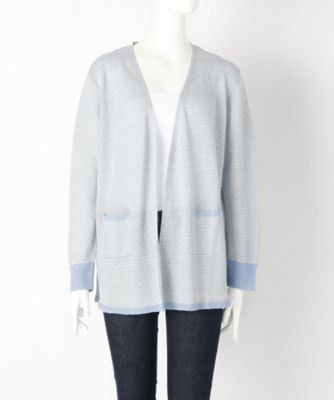 【SALE（伊勢丹）】＜ローブリッヂ＞ 大きいサイズ &starf;フレンチリネン麻100%羽織りニット(SW-7005D)(クローバー) サックス(33) 【三越・伊勢丹/公式】