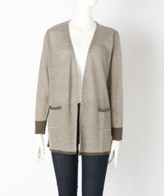 【SALE（伊勢丹）】＜ローブリッヂ＞ 大きいサイズ &starf;フレンチリネン麻100%羽織りニット(SW-7005D)(クローバー) カーキ(54) 【三越・伊勢丹/公式】