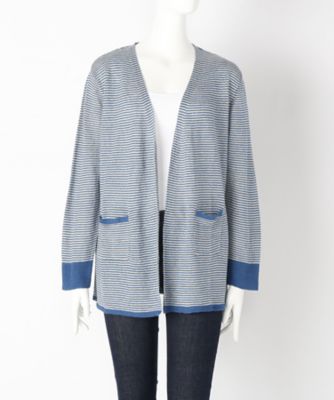 【SALE（伊勢丹）】＜ローブリッヂ＞ 大きいサイズ &starf;フレンチリネン麻100%羽織りニット(SW-7005D)(クローバー) ブルー(70) 【三越・伊勢丹/公式】