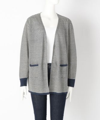 【SALE（伊勢丹）】＜ローブリッヂ＞ 大きいサイズ &starf;フレンチリネン麻100%羽織りニット(SW-7005D)(クローバー) ネイビー(75) 【三越・伊勢丹/公式】