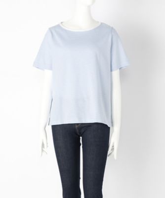 【SALE（伊勢丹）】＜ローブリッヂ＞ 大きいサイズ &starf;ボーダー柄Tシャツ(7457003)(クローバー) オフホワイトxサックス(0173) 【三越・伊勢丹/公式】