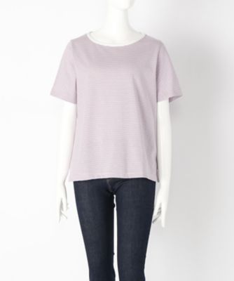 【SALE（伊勢丹）】＜ローブリッヂ＞ 大きいサイズ &starf;ボーダー柄Tシャツ(7457003)(クローバー) オフホワイトxラベンダー(0180) 【三越・伊勢丹/公式】