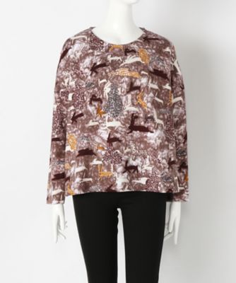 【SALE（伊勢丹）】＜indigo＞ 大きいサイズ &starf;アニマルモチーフショートプルオーバー(G17405F)(クローバー) ブラウン 【三越・伊勢丹/公式】