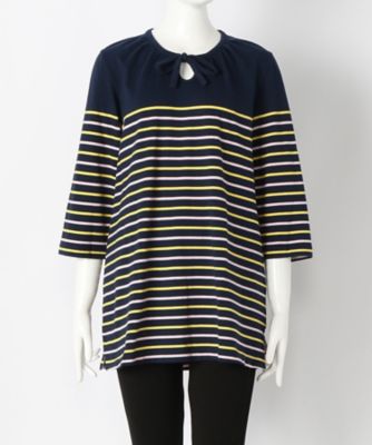 【SALE（伊勢丹）】＜Beach Cafe＞ 大きいサイズ &starf;リボンチュニックカット アンド ソーン(71099)(クローバー) ネイビー(75) 【三越・伊勢丹/公式】