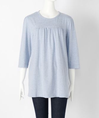 【SALE（伊勢丹）】＜Beach Cafe＞ 大きいサイズ &starf;無地カット アンド ソーンチュニック(71066)(クローバー) 水色(72) 【三越・伊勢丹/公式】