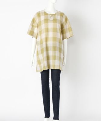 【SALE（伊勢丹）】＜indigo＞ 大きいサイズ &starf;綿麻チェックチュニックカット アンド ソーン(G17265F)(クローバー) グリーン(60) 【三越・伊勢丹/公式】