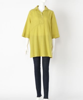 【SALE（伊勢丹）】＜indigo＞ 大きいサイズ &starf;綿麻ミックスカラーチュニックカット アンド ソーン(G17305F)(クローバー) ライムグリーン(62) 【三越・伊勢丹/公式】