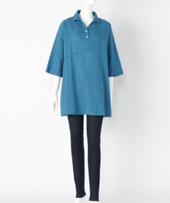 【SALE（伊勢丹）】＜indigo＞ 大きいサイズ &starf;綿麻ミックスカラーチュニックカット アンド ソーン(G17305F)(クローバー) ブルー(70) 【三越・伊勢丹/公式】
