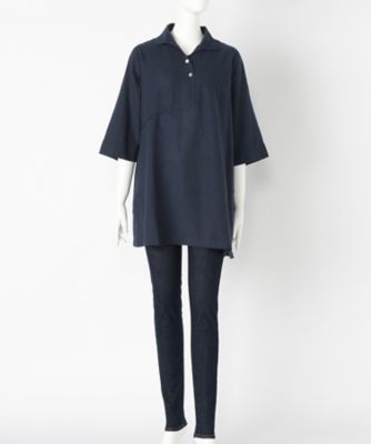 【SALE（伊勢丹）】＜indigo＞ 大きいサイズ &starf;綿麻ミックスカラーチュニックカット アンド ソーン(G17305F)(クローバー) ネイビー(75) 【三越・伊勢丹/公式】