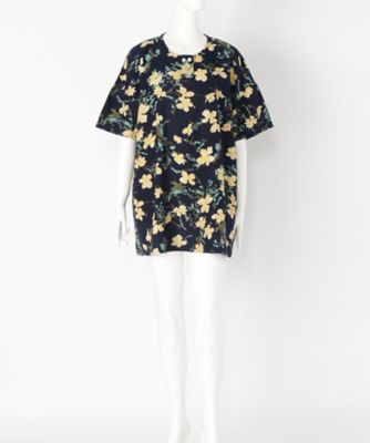 【SALE（伊勢丹）】＜indigo＞ 大きいサイズ &starf;スラブコットン花柄チュニックカット アンド ソーン(G17005F)(クローバー) ネイビー(75) 【三越・伊勢丹/公式】