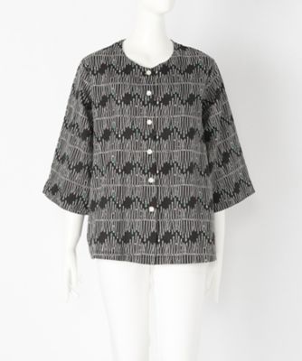 【SALE（伊勢丹）】＜indigo＞ 大きいサイズ &starf;スラブコットンボトル柄ショートブラウス(G17014F)(クローバー) ダークネイビー(75) 【三越・伊勢丹/公式】