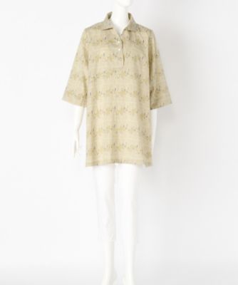 【SALE（伊勢丹）】＜indigo＞ 大きいサイズ &starf;スラブコットンボトル柄後ろボタンブラウス(G17015F)(クローバー) ベージュ(33) 【三越・伊勢丹/公式】