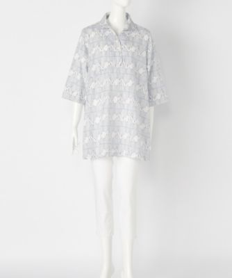 【SALE（伊勢丹）】＜indigo＞ 大きいサイズ &starf;スラブコットンボトル柄後ろボタンブラウス(G17015F)(クローバー) オフホワイト(01) 【三越・伊勢丹/公式】