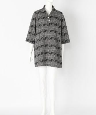 【SALE（伊勢丹）】＜indigo＞ 大きいサイズ &starf;スラブコットンボトル柄後ろボタンブラウス(G17015F)(クローバー) ダークネイビー(75) 【三越・伊勢丹/公式】