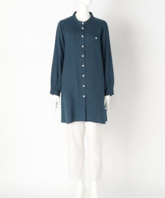 【SALE（伊勢丹）】＜indigo＞ 大きいサイズ &starf;綿麻ジャカードシャツワンピース(G17325F)(クローバー) ネイビー(75) 【三越・伊勢丹/公式】