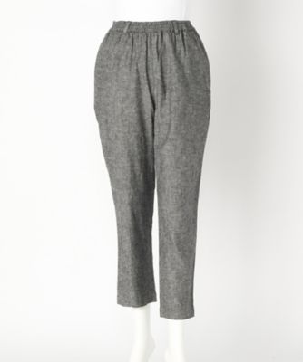 【SALE（伊勢丹）】＜indigo＞ 大きいサイズ &starf;綿麻シャンブレーひざ下ほっそりパンツ(G17338L)(クローバー) グレー(04) 【三越・伊勢丹/公式】