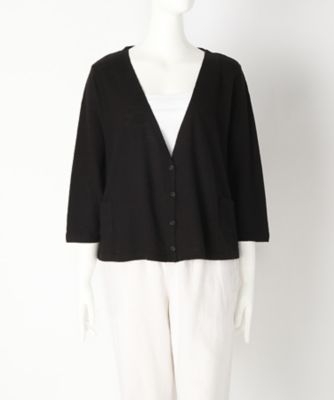 【SALE（伊勢丹）】＜indigo＞ 大きいサイズ &starf;コットンガーゼ風編みショートカーディガン(G17407F)(クローバー) ブラック(05) 【三越・伊勢丹/公式】
