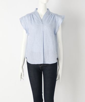 【SALE（伊勢丹）】＜Human 2nd Occasion＞ 大きいサイズ &starf;フレンチリネンブラウスV衿(72-1613)(クローバー) ブルー(70) 【三越・伊勢丹/公式】