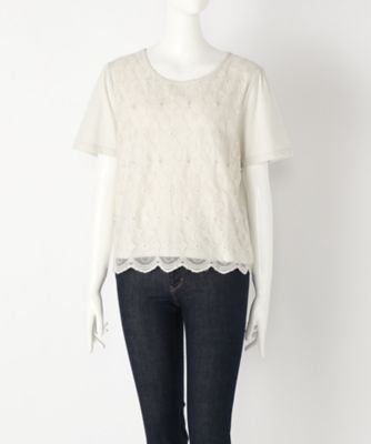 【SALE（伊勢丹）】＜Human 2nd Occasion＞ 大きいサイズ &starf;パール付カット アンド ソーン(72-1730)(クローバー) グレージュ(04) 【三越・伊勢丹/公式】