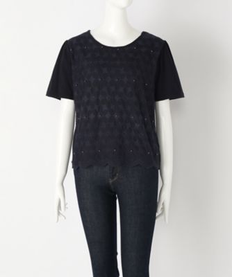 【SALE（伊勢丹）】＜Human 2nd Occasion＞ 大きいサイズ &starf;パール付カット アンド ソーン(72-1730)(クローバープラス) ネイビー(75) 【三越・伊勢丹/公式】