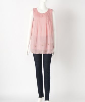 【SALE（伊勢丹）】＜バンブーハウス/BAMBOO HOUSE＞ 大きいサイズ &starf;コットンシャンブレー刺繍ノースリーブチュニックカット アンド ソーン(S-16014-PA)(クローバー) ピンク(12) 【三越・伊勢丹/公式】