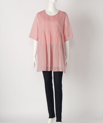 【SALE（伊勢丹）】＜バンブーハウス/BAMBOO HOUSE＞ 大きいサイズ &starf;コットンシャンブレー刺繍チュニックカット アンド ソーン(S-16015-PA)(クローバー) ピンク(12) 【三越・伊勢丹/公式】