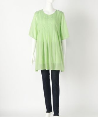 【SALE（伊勢丹）】＜バンブーハウス/BAMBOO HOUSE＞ 大きいサイズ &starf;コットンシャンブレー刺繍チュニックカット アンド ソーン(S-16015-PA)(クローバー) グリーン(60) 【三越・伊勢丹/公式】