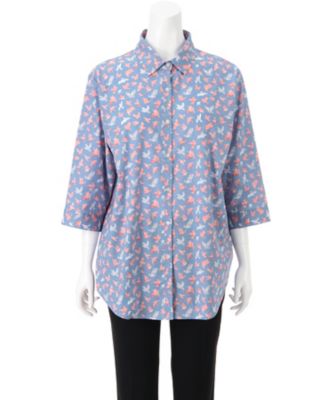 【SALE（伊勢丹）】＜Rich Noble＞ 大きいサイズ &starf;トリ柄ブラウス(7710)(クローバープラス) サックス 【三越・伊勢丹/公式】
