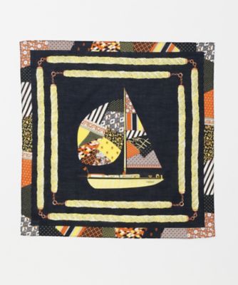 ＜manipuri＞ ハンカチ(PatchworkYacht) ネイビー 【三越・伊勢丹/公式】