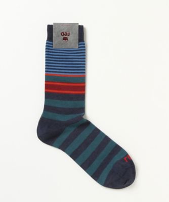 ＜レッド＞ カジュアルソックス(62F20DS) V0031・グリーンxブルー 【三越・伊勢丹/公式】