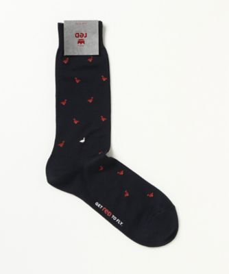 ＜レッド＞ カジュアルソックス(62E62DS) V2136・ネイビー／レッド 【三越・伊勢丹/公式】