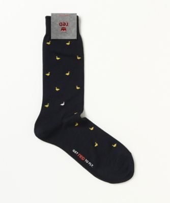 ＜レッド＞ カジュアルソックス(62E62DS) V4218・ネイビー／イエロー 【三越・伊勢丹/公式】