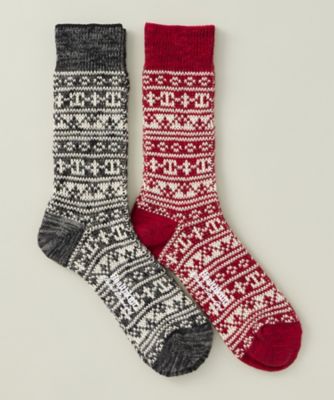 ＜ヘルスニット＞ ノルディック柄/カジュアル靴下2足組(191-8002) B・チャコールグレー／ワイン 【三越・伊勢丹/公式】