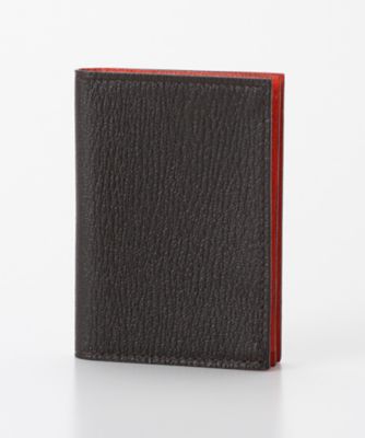 ＜ラルコバレーノ/L'arcobaleno＞ ゴート カードケース(351) ダークブラウンxオレンジ 【三越・伊勢丹/公式】