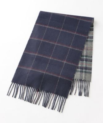 ＜ジョンストンズ/johnstons＞ リバーシブル カシミヤマフラー(MJO7F/S/WA20) ネイビーチェック 【三越・伊勢丹/公式】