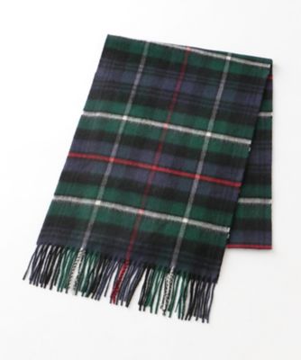 ＜ジョンストンズ/johnstons＞ カシミヤマフラー(MJO7F/S/WA57 check) グリーン・レッド 【三越・伊勢丹/公式】