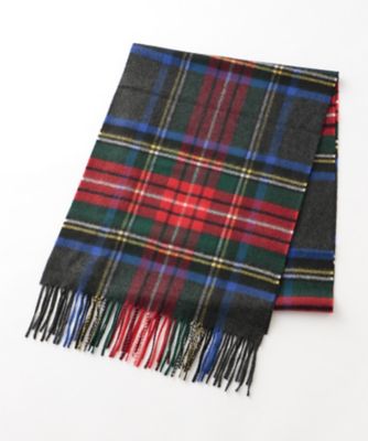 ＜ジョンストンズ/johnstons＞ カシミヤマフラー(MJO7F/S/WA57 check) レッド・ネイビー 【三越・伊勢丹/公式】