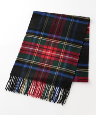 ＜ジョンストンズ/johnstons＞ カシミヤマフラー(MJO7F/S/WA57 check) ブラックスチュワート 【三越・伊勢丹/公式】