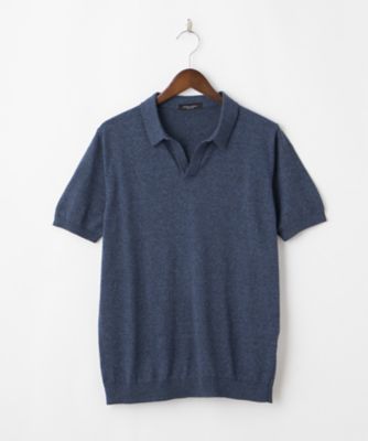 ＜ロベルト・コリーナ/ROBERTO COLLINA＞ 三越伊勢丹限定イタリアインポート半袖スキッパー衿ポロシャツ(2-RT25025K) ブルー 【三越・伊勢丹/公式】