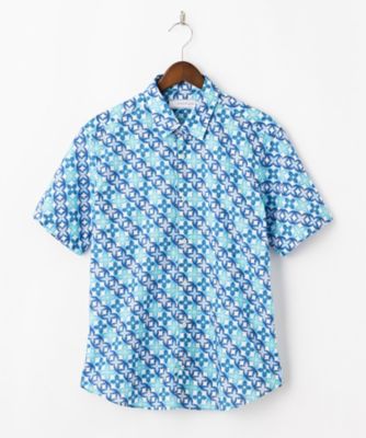 ＜ポジャンティ 1958/POGGIANTI1958＞ 三越伊勢丹限定イタリアインポート半袖花柄シャツ(2-104-15-02) ブルー／グリーン 【三越・伊勢丹/公式】