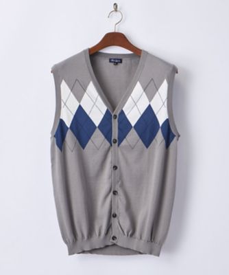 【SALE（伊勢丹）】＜ミュゼ ジョワイユ/MUSEE JOYEUX＞ 【S】【紳士大きいサイズ】アーガイルベスト(M44155-K) NE3・グレー 【三越・伊勢丹/公式】