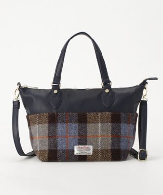 ＜ハリスツィード＞ 2WAY手提げバッグ(HA11126) ネイビー 【三越・伊勢丹/公式】