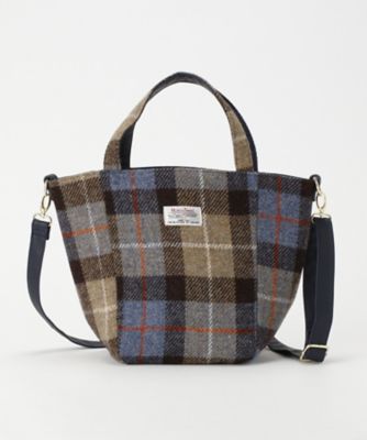 ＜ハリスツィード＞ ポシェット付トートバッグ(HA9261) ネイビー 【三越・伊勢丹/公式】