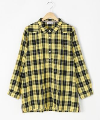 ＜BEACH CAFE LIMITED EDITION＞ 大きいサイズ &starf;<ビーチカフェ L.E.>チェック柄プルオーバーブラウス(17052)(クローバー/クローバープラス) イエロー 【三越・伊勢丹/公式】