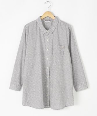 ＜BEACH CAFE LIMITED EDITION＞ 大きいサイズ &starf;<ビーチカフェ L.E.>長袖ロングブラウス(17053)(クローバー/クローバープラス) ホワイト 【三越・伊勢丹/公式】