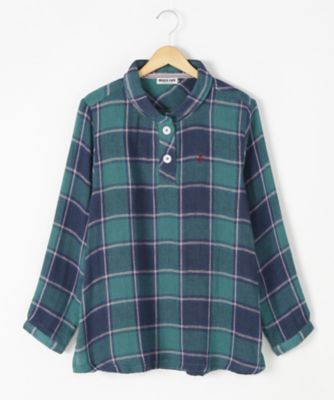 ＜BEACH CAFE LIMITED EDITION＞ 大きいサイズ &starf;<ビーチカフェ L.E.>丸えりチュニックブラウス(17054)(クローバー/クローバープラス) グリーン 【三越・伊勢丹/公式】