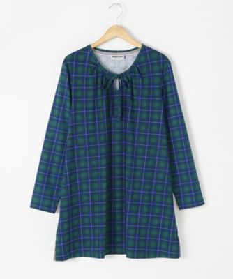 ＜BEACH CAFE LIMITED EDITION＞ 大きいサイズ &starf;<ビーチカフェ L.E.>リボン付チュニック(17065)(クローバー/クローバープラス) グリーン 【三越・伊勢丹/公式】
